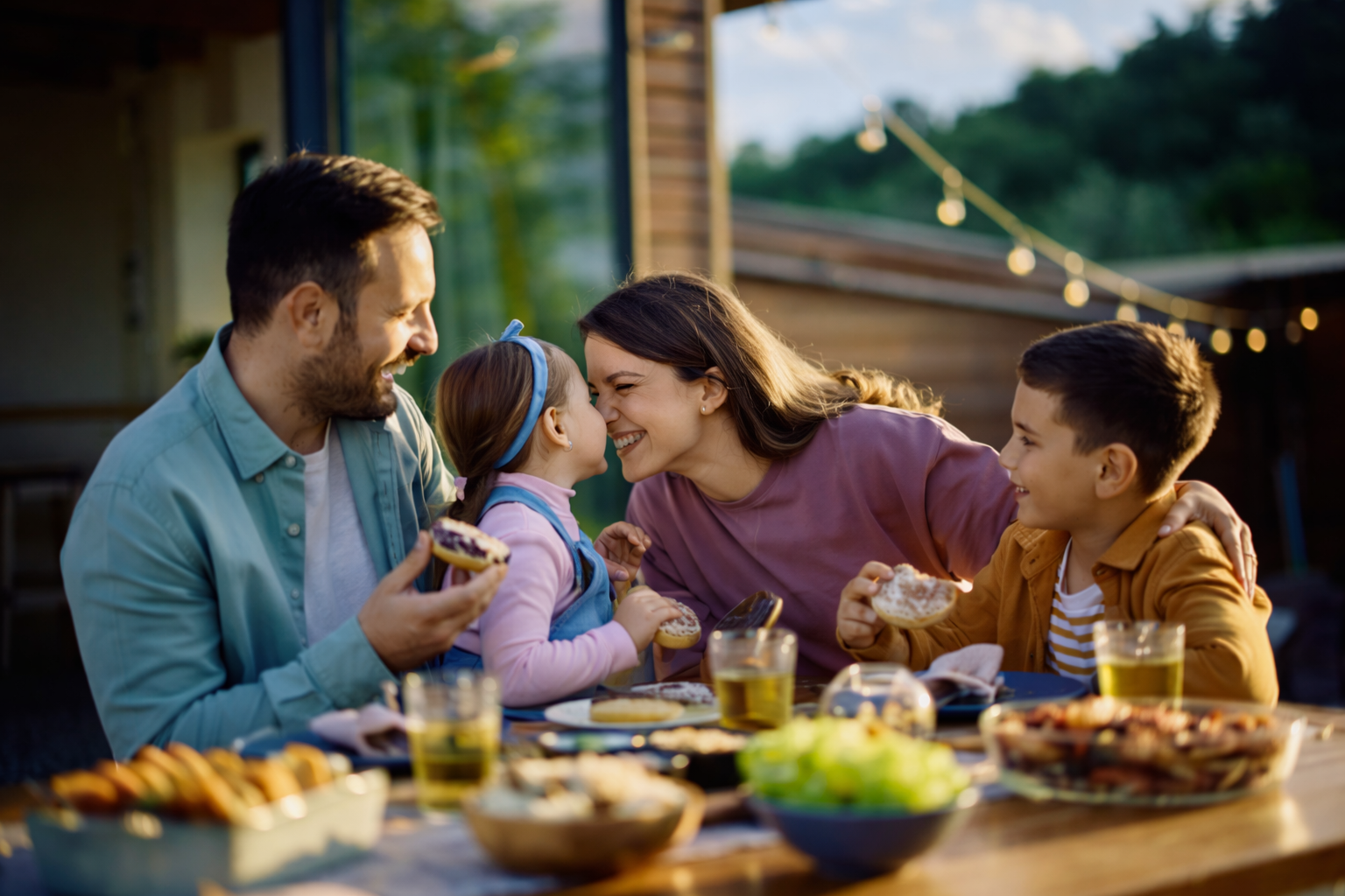 Family sharing time at home